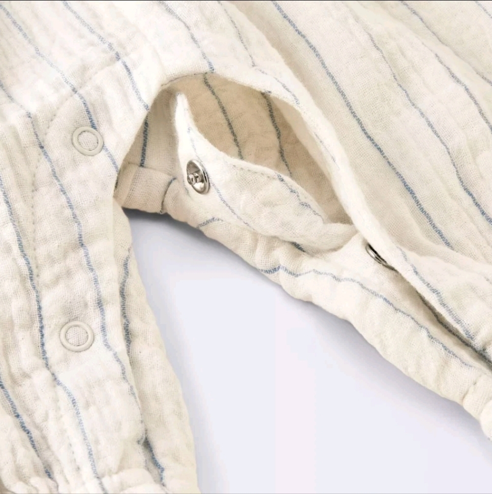 Cloud Island Cream Striped Baby Romper - Picture 4 of 4